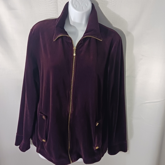 Jones New York Jackets & Blazers - Jones New York Rich Violet Soft Jacket with Gold Zipper/Buttons & Pockets Sz XL